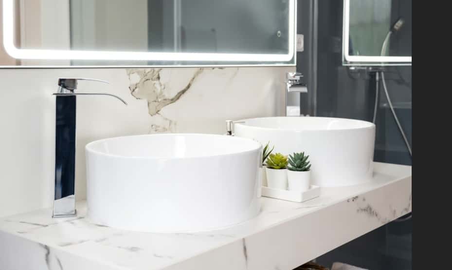 Custom bathroom vanity top made from natural stone for an elegant bathroom